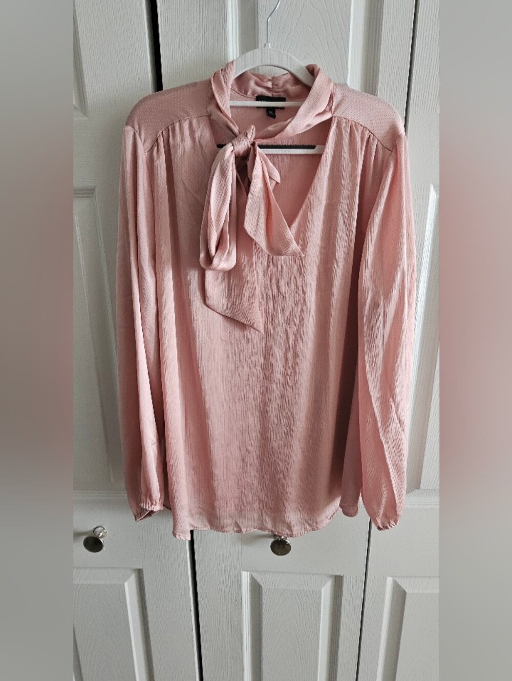 The Limited Dusty Rose Tie-Neck Long Sleeve Blouse
